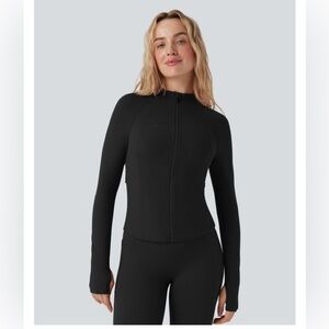 NWT Ultra Sculpt for back posture HALARA BLACK Long Sleeve Zip-Up JACKET SIZE S